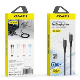USB kaapeli Awei CL-182C USB-C to USB-C 1.0m valkoinen