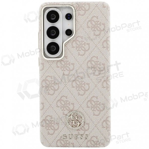 Samsung Galaxy S26 Ultra kotelo - Guess PU Leather 4G Strass Logo Gold Frame Magnetic (vaaleanpunainen)