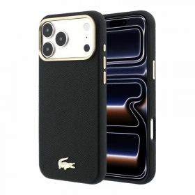 Apple iPhone 18 Pro kotelo - Lacoste PU Leather Champs Elysees Gold Logo MagSafe