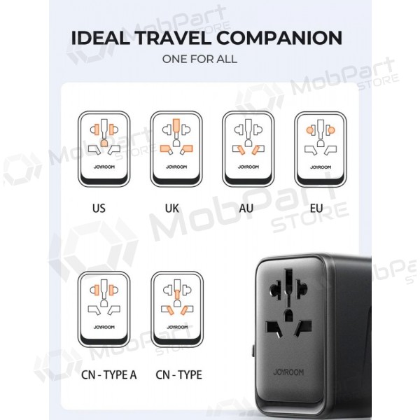 Yleinen kelioninis laturi Joyroom JR-TCW01 3xUSB-A/USB-C musta