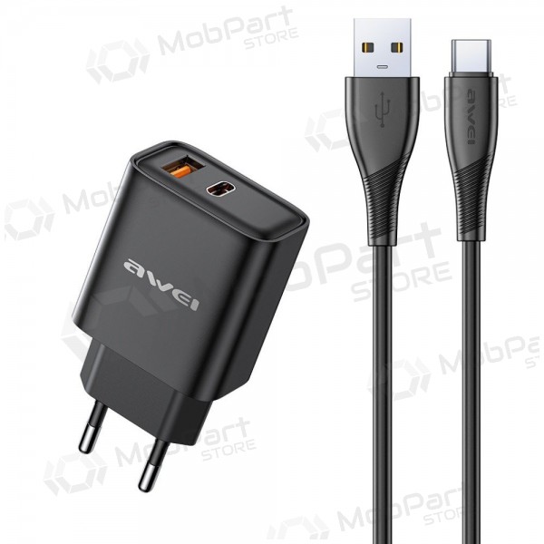 Puhelinlaturi Awei PD81T-EU 22.5 W USB-C + USB-A PD musta