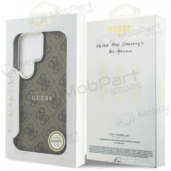 Samsung Galaxy S26 Ultra kotelo - Guess PU Leather 4G Gold Frame Magnetic (ruskea)