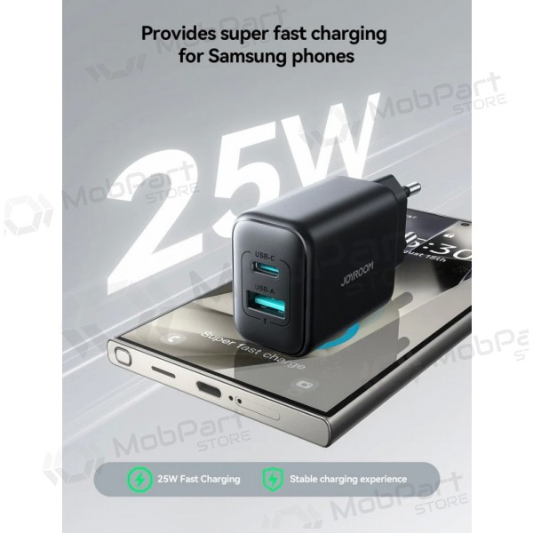 Laturi Joyroom JR-TCF13 USB-C/USB-A 25W musta