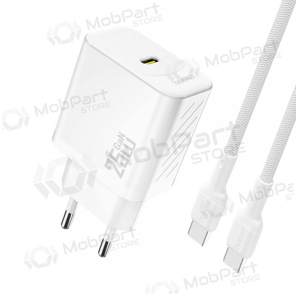 Laturi Dudao A27C GaN 25W USB-C + USB-C to USB-C kaapeli 1.0m valkoinen