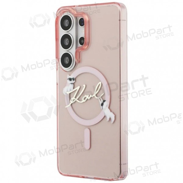 Samsung Galaxy S26 Ultra kotelo - Karl Lagerfeld IML Choupette Karl Script Logo Magnetic (vaaleanpunainen)