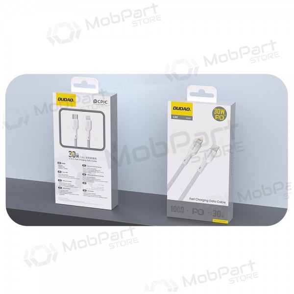 Lightning-kaapeli Dudao L9X USB-C–Lightning 2 m 30 W valkoinen