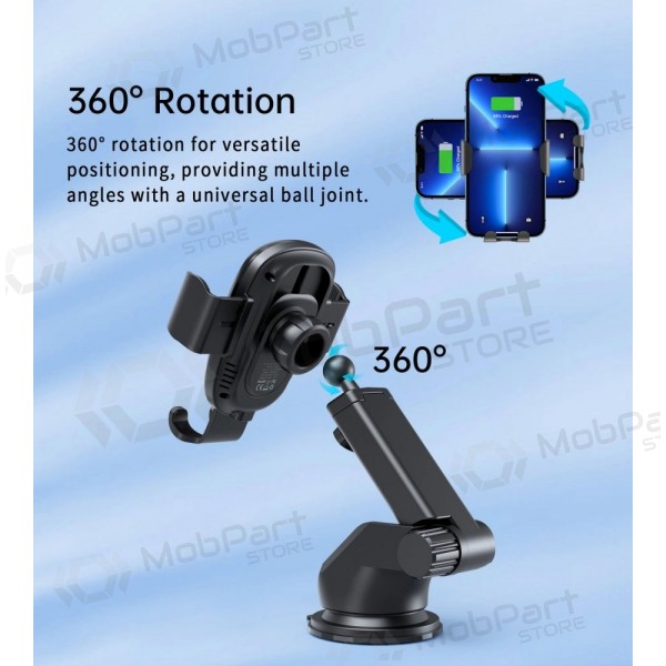 Automobilinis laikiklis-laturi Choetech T203-F 15W Gravity Car Charger Holder musta