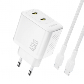 Puhelinlaturi Dudao A28PC 45 W GaN 2x USB-C USB-C-kaapelilla 1 m valkoinen