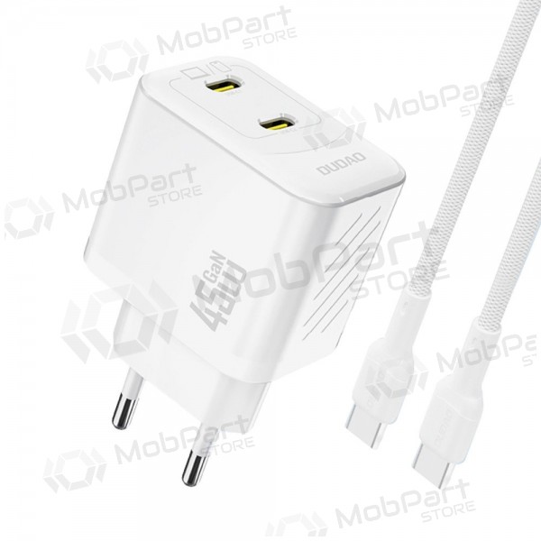 Puhelinlaturi Dudao A28PC 45 W GaN 2x USB-C USB-C-kaapelilla 1 m valkoinen