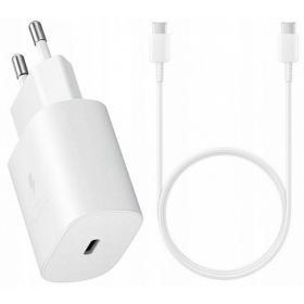Laturi alkuperäinen Samsung EP-TA800NW 25W + Type-C kaapeli 25W valkoinen