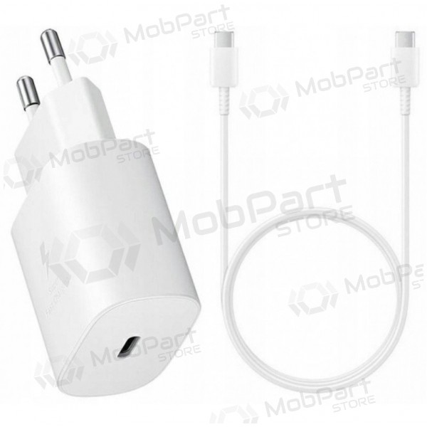 Laturi alkuperäinen Samsung EP-TA800NW 25W + Type-C kaapeli 25W valkoinen