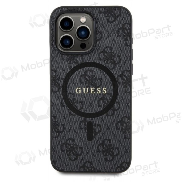 Apple iPhone 15 Pro Max kotelo - Guess PU Leather 4G Colored Ring MagSafe (musta)