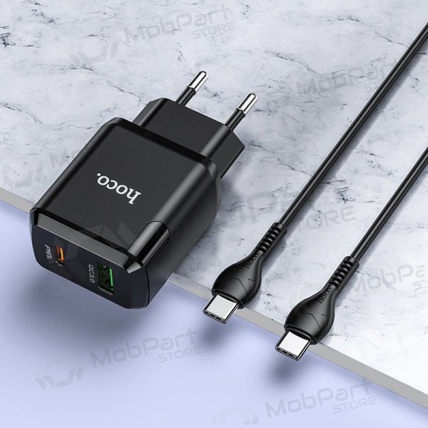 Laturi Hoco N5 USB Quick Charge 3.0 + PD 20W (3.1A) + Type-C-Type-C (musta)