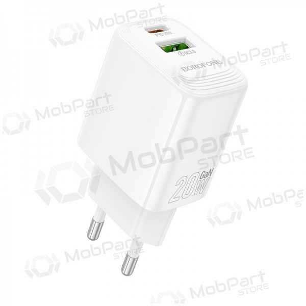 Laturi Borofone BN27 20W USB-C/USB-A valkoinen