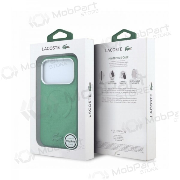 Apple iPhone 18 Pro kotelo - Lacoste PVC Petit Pique Semi Wrap Embossed MagSafe (vihreä)