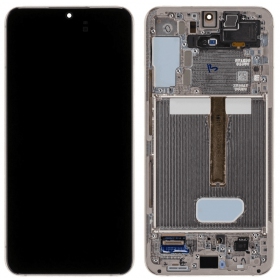 Ekranas Samsung S906 S22 Plus su lietimui jautriu stikliuku ja rėmeliu Pink Gold alkuperäinen (service pack)