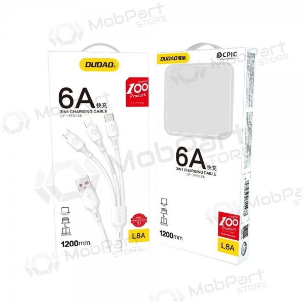 USB-kaapeli Dudao L8A-3in1 USB-A–USB-C / Micro USB / Lightning 1.2 m