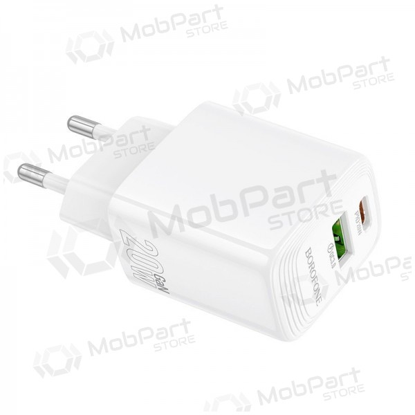 Laturi Borofone BN27 20W USB-C/USB-A valkoinen