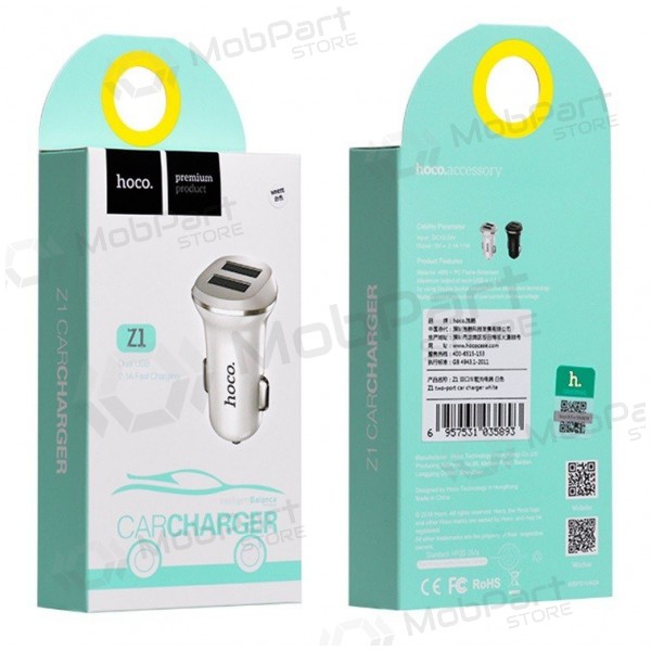 Autolaturi HOCO Z1 Dual USB (5V 2.1A) (musta)