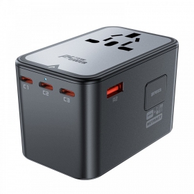 Yleinen kelioninis laturi Acefast Z1 75W GaN 2xUSB-A/3xUSB-C musta