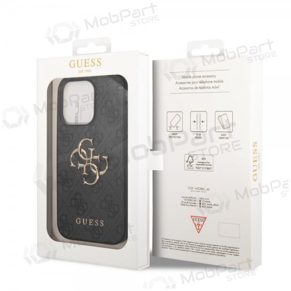 Apple iPhone 14 Pro kotelo - Guess PU 4G Metal Logo (harmaa)