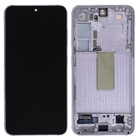Ekranas Samsung S911 S23 5G su lietimui jautriu stikliuku ja rėmeliu Lavender alkuperäinen (service pack)