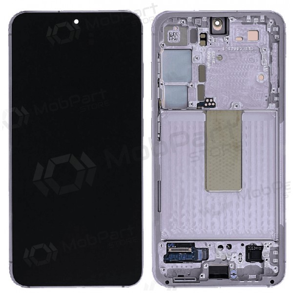 Ekranas Samsung S911 S23 5G su lietimui jautriu stikliuku ja rėmeliu Lavender alkuperäinen (service pack)