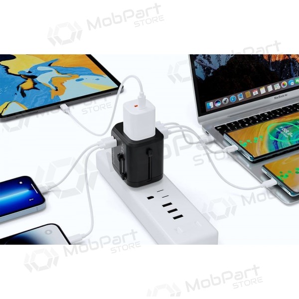 Yleinen kelioninis laturi Choetech PD5008 30W USB-C/3xUSB-A musta