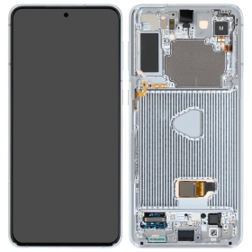 Ekranas Samsung G996 S21 Plus su lietimui jautriu stikliuku ja rėmeliu Phantom Silver alkuperäinen (service pack)