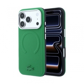 Apple iPhone 18 Pro kotelo - Lacoste PVC Petit Pique Semi Wrap Embossed MagSafe (vihreä)