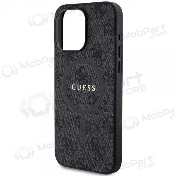 Apple iPhone 15 Pro Max kotelo - Guess PU Leather 4G Colored Ring MagSafe (musta)