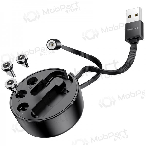 USB kaapeli Borofone BU26 3in1 microUSB-Lightning-Type-C magnetinic 1.0m (musta)