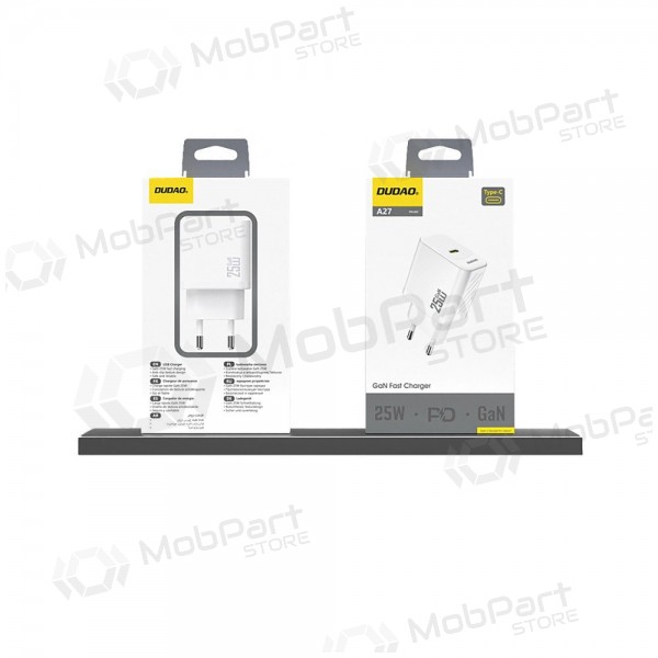 Puhelimen laturi Dudao A27 25 W GaN USB-C valkoinen