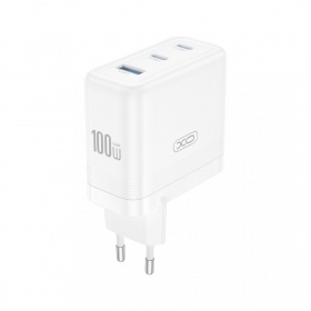 Puhelinlaturi XO CE35 100 W 2x USB-C + USB-A valkoinen