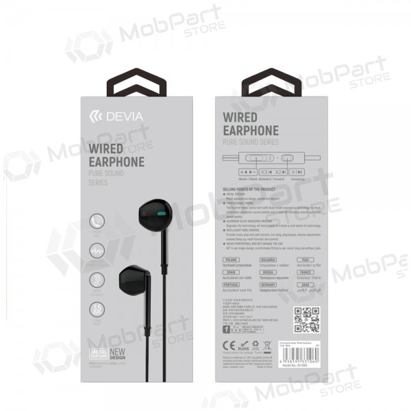 Handsfree Devia Pure Sound 3,5mm (musta)