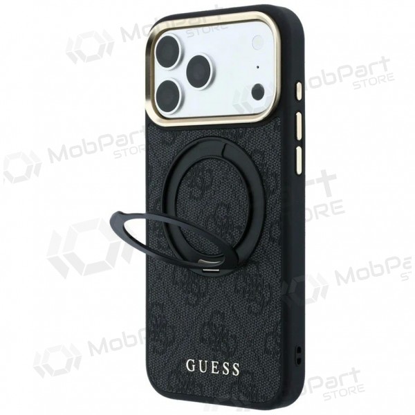 Apple iPhone 18 Pro Max kotelo - Guess PU 4G Ring Stand MagSafe (musta)