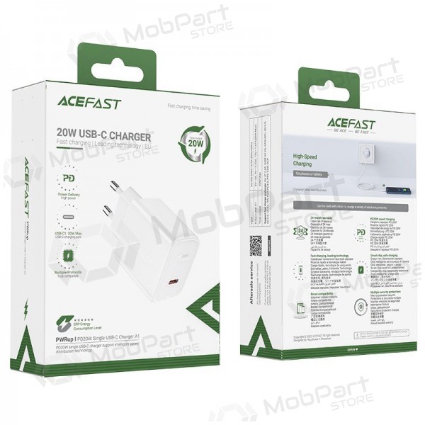 Laturi buitinis Acefast A1 PD20W USB-C valkoinen