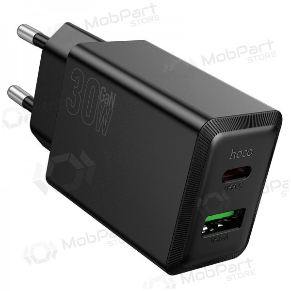 Puhelimen laturi Hoco N71 30 W GaN USB-C + USB-A musta