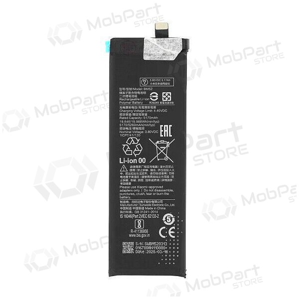 Xiaomi Mi Note 10 Lite / Mi Note 10 Pro / CC9 Pro paristo, akumuliatorius (BM52) Xiaomi Mi Note 10 Lite / Mi Note 10 Pro / CC9 Pro paristo, akumuliatorius (BM52)