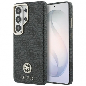 Samsung Galaxy S26 Ultra kotelo - Guess PU Leather 4G Strass Logo Gold Frame Magnetic (vaaleanpunainen)
