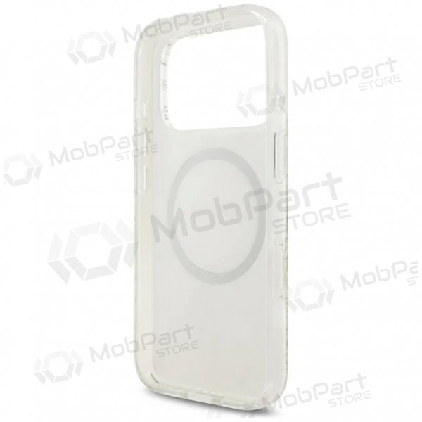 Apple iPhone 18 Pro Max kotelo - Guess IML Flowers Allover Strap MagSafe (valkoinen)