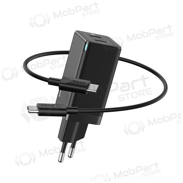 Laturi Baseus GaN 45w (20V/3A) + Type-C kaapeli (MacBook) (musta)