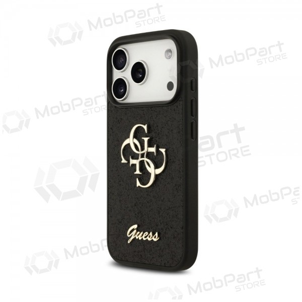 Apple iPhone 18 Pro Max kotelo - Guess PU Fixed Glitter 4G Metal Logo (musta)