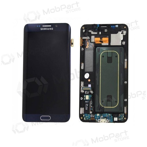Samsung G925F Galaxy S6 Edge näyttö (musta) (kehyksellä) (käytetty grade B, alkuperäinen)