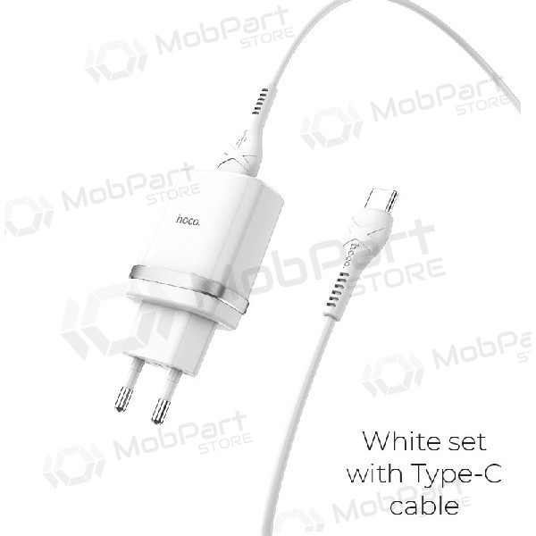 Laturi HOCO C12Q Smart USB + type-C kaapeli (QC3.0) (valkoinen)