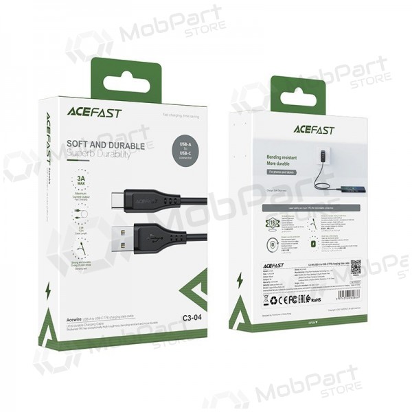USB kaapeli Acefast C3-04 USB-A to USB-C 1.2m musta