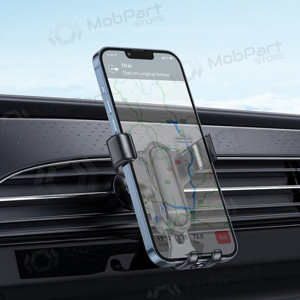 Automobilinis Yleinen telefono laikiklis Borofone BH74 tvirtinamas ant ventiliacijos grotelių, musta