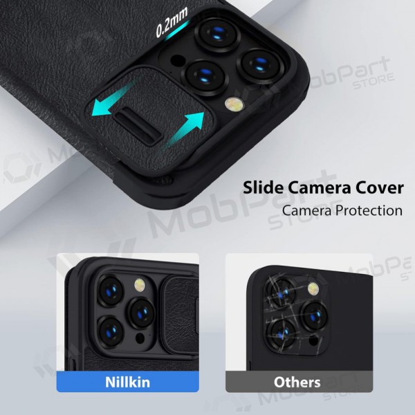 Apple iPhone 14 Pro Max suojakotelo „Nillkin Leather“ (musta) Apple iPhone 14 Pro Max suojakotelo „Nillkin Leather“ (musta)