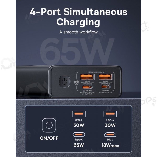 Ulkoinen paristo Power Bank Baseus StarLord 65W 20000mAh musta P10022906113-00