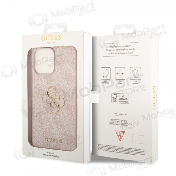 Apple iPhone 14 Pro Max kotelo - Guess PU 4G Metal Logo (vaaleanpunainen)
